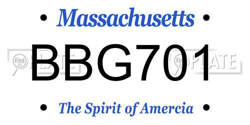 BBG701 Massachusetts License Plate