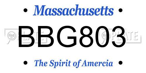 BBG803 Massachusetts License Plate