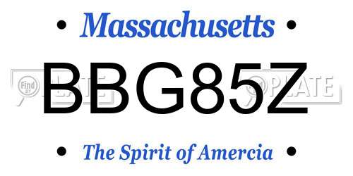 BBG85Z Massachusetts License Plate