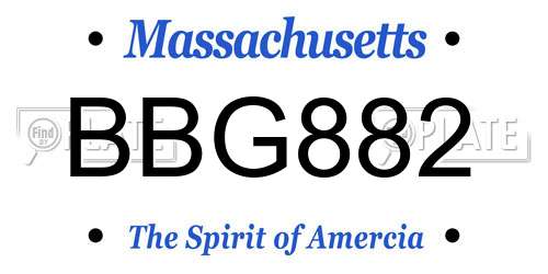 BBG882 Massachusetts License Plate