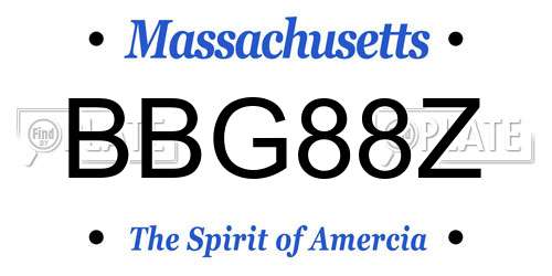 BBG88Z Massachusetts License Plate
