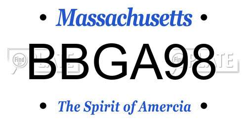 BBGA98 Massachusetts License Plate