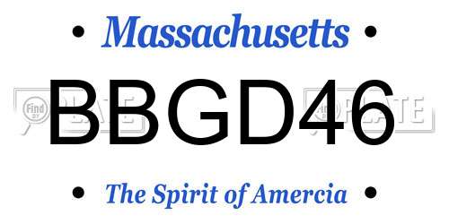 BBGD46 Massachusetts License Plate