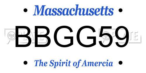 BBGG59 Massachusetts License Plate