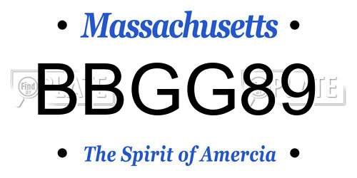 BBGG89 Massachusetts License Plate