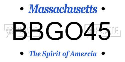 BBGO45 Massachusetts License Plate