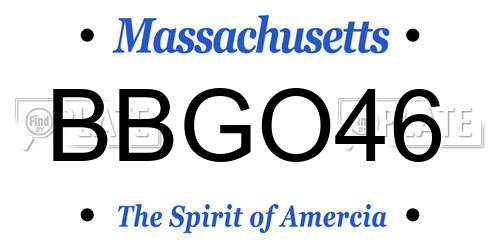 BBGO46 Massachusetts License Plate