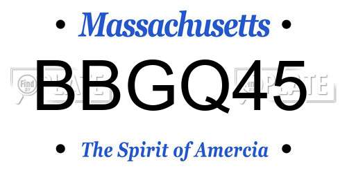 BBGQ45 Massachusetts License Plate