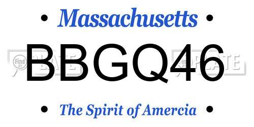 BBGQ46 Massachusetts License Plate
