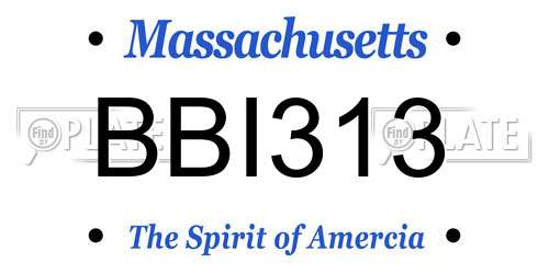 BBI313 Massachusetts License Plate
