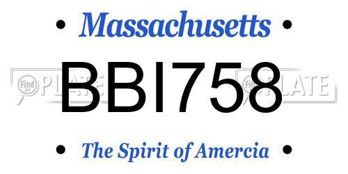 BBI758 Massachusetts License Plate