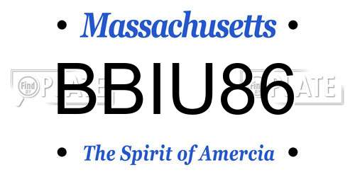 BBIU86 Massachusetts License Plate