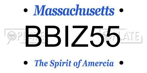 BBIZ55 Massachusetts License Plate