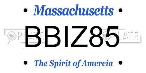 BBIZ85 Massachusetts License Plate