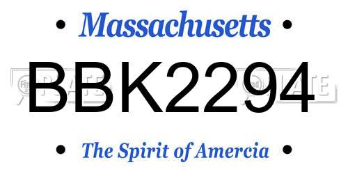 BBK2294 Massachusetts License Plate