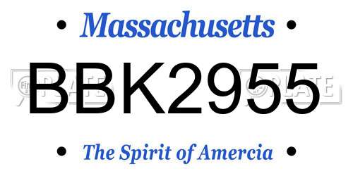 BBK2955 Massachusetts License Plate