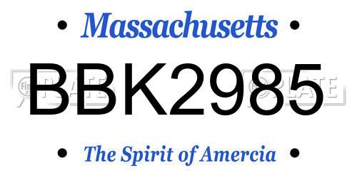 BBK2985 Massachusetts License Plate