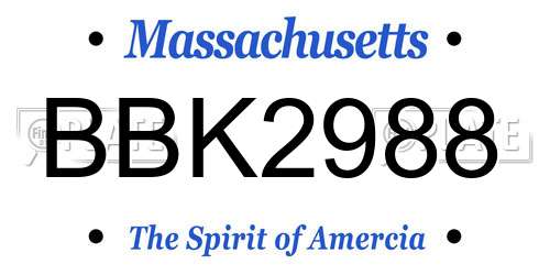 BBK2988 Massachusetts License Plate