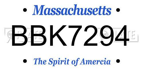 BBK7294 Massachusetts License Plate