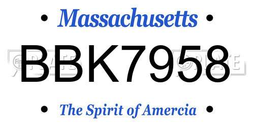 BBK7958 Massachusetts License Plate