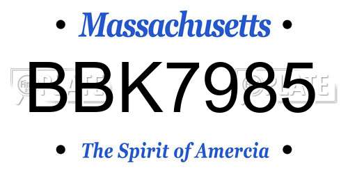 BBK7985 Massachusetts License Plate