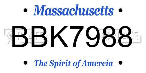 BBK7988 Massachusetts License Plate