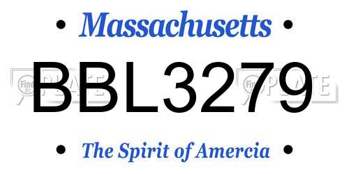 BBL3279 Massachusetts License Plate