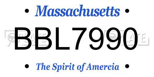 BBL7990 Massachusetts License Plate