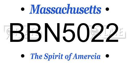 BBN5022 Massachusetts License Plate