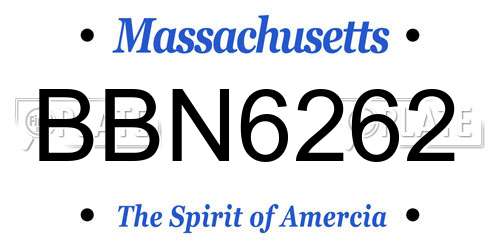 BBN6262 Massachusetts License Plate