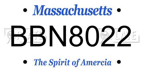 BBN8022 Massachusetts License Plate