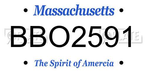 BBO2591 Massachusetts License Plate