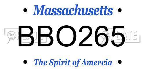BBO265 Massachusetts License Plate