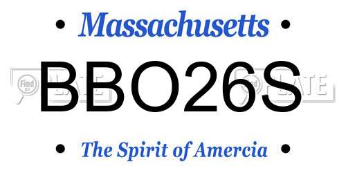 BBO26S Massachusetts License Plate