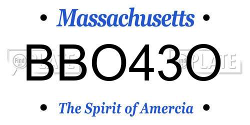 BBO43O Massachusetts License Plate