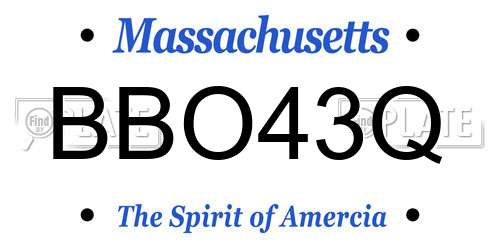BBO43Q Massachusetts License Plate