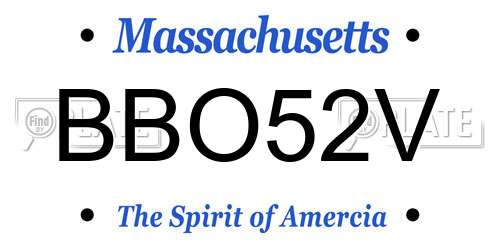 BBO52V Massachusetts License Plate