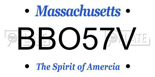BBO57V Massachusetts License Plate