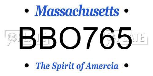 BBO765 Massachusetts License Plate