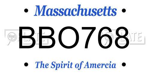 BBO768 Massachusetts License Plate