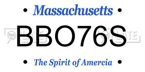 BBO76S Massachusetts License Plate