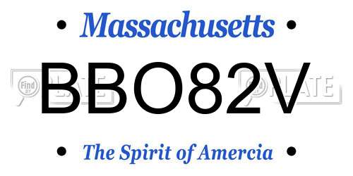 BBO82V Massachusetts License Plate
