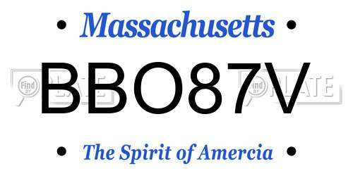 BBO87V Massachusetts License Plate