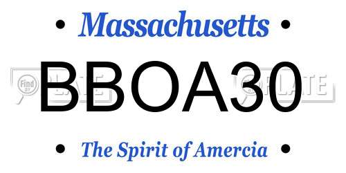BBOA30 Massachusetts License Plate