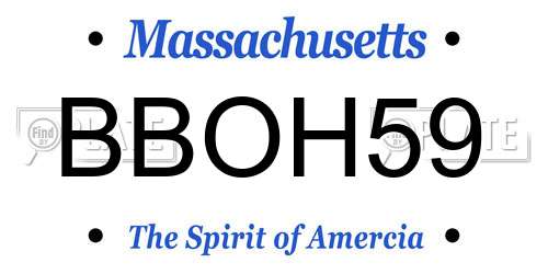 BBOH59 Massachusetts License Plate