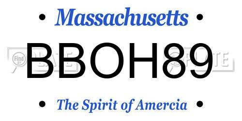 BBOH89 Massachusetts License Plate