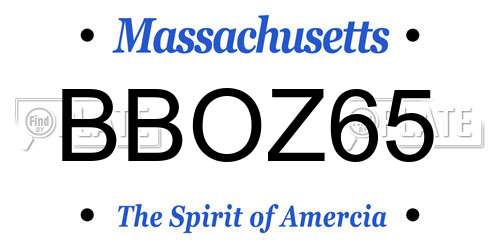BBOZ65 Massachusetts License Plate