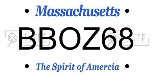 BBOZ68 Massachusetts License Plate
