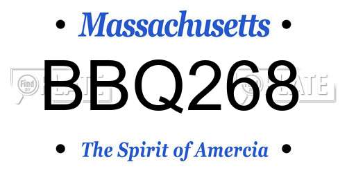 BBQ268 Massachusetts License Plate