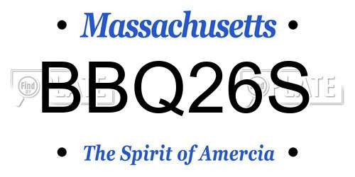 BBQ26S Massachusetts License Plate
